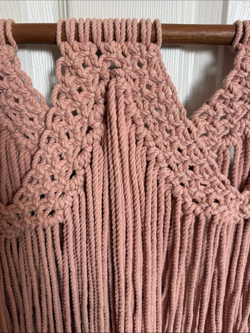 Blush Pink Macrame Wall Tapestry Hanging
